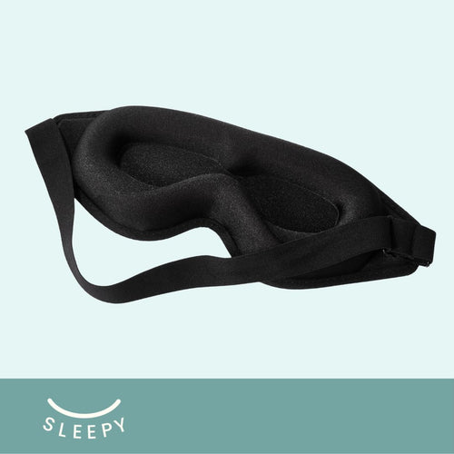 Black Glowco Sleepy Sleep Mask featuring ergonomic 3D contours and adjustable strap for comfortable, uninterrupted sleep.